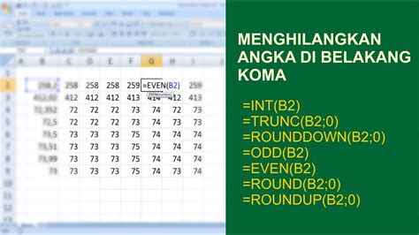 cara mengurangi digit angka di excel|Rumus Excel Untuk Menghilangkan Angka Di Belakang Koma.